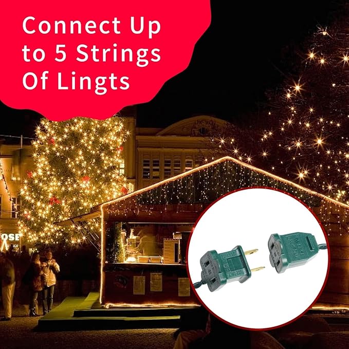 Ultra-Bright Connects End to End Yellow Christmas Mini Lights 300L 63.8Ft(2Sets-Each 150L) UL Listed Incandescent Bulb String Light for Indoor Outdoor Holiday Garden Christmas Tree Decor