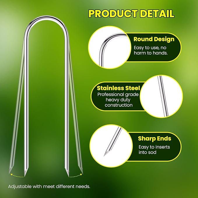 Garden Stakes 6 inches, U-Shaped Tent Stakes, Galvanized Landscape Staples, Ground Stakes, for Landscaping Securing Weed Barrier Fabric, Irrigation Tubing, Holding Fence, Tarpaulin (100)