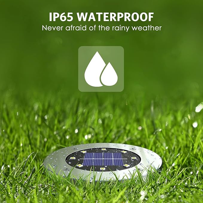 Solar Ground Lights - 16 Pack, In-Ground Pathway Lights for Garden, Lawn, Yard, Patio, Driveway, Steps and Walkway - White