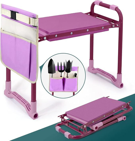Foldable Garden Kneeler and Seat，Portable Garden Kneeler Stool - Heavy Duty Garden Bench, Resistant Garden Stool, Comfortable EVA Foam Cushion - Ideal for Women's Gardening， Camping...