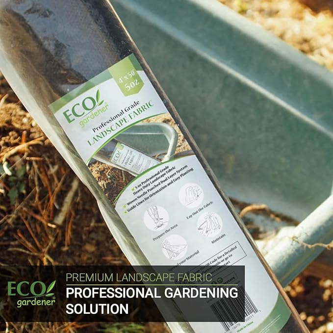 ECOgardener Premium 5oz Landscape Fabric, 4ft x 100ft Pro Garden Weed Barrier - Durable & Heavy Duty Weed Block Gardening Mat, Easy Setup & Superior Weed Control, Eco-Friendly & Convenient Design