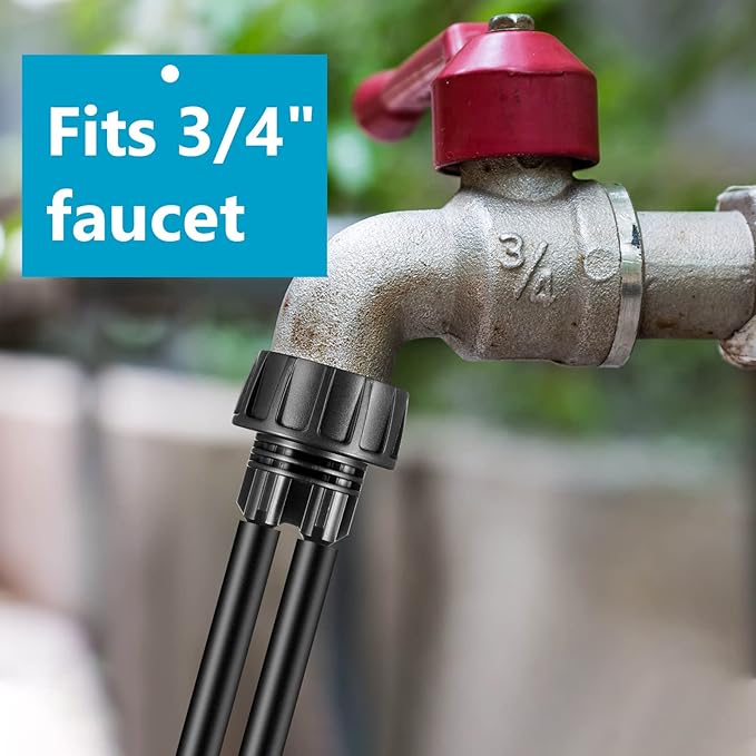 Retisee 12 Pcs 1/4 Inch Drip Irrigation Hose Connectors to 3/4 Inch Garden Faucet Adapter Drip Irrigation System Convert 3/4 to 1/4 Drip Hose Fittings with 12 Washers for Garden Irrigation