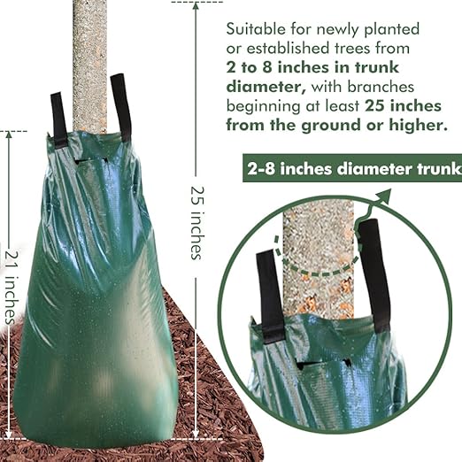 Tree Watering Bag 20 Gallon Watering Bag for Trees with Heavy Duty Zipper Premium PVC Tree Bags Slow Release Drippers Bag for Trees (4 Pack 5-8 Hours Releasing Time)