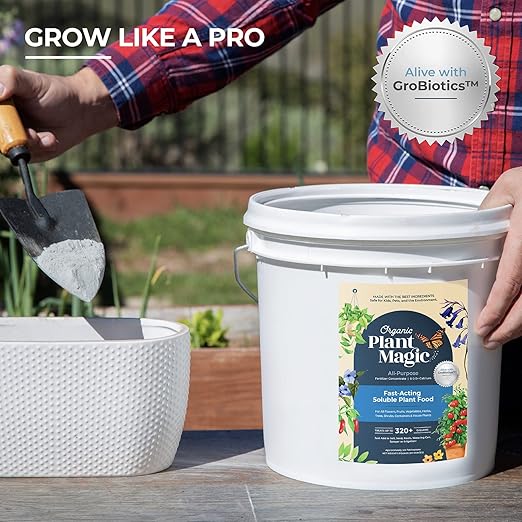 Organic Plant Magic - Truly Organic™ Fast-Acting Soluble Plant Food: All-Purpose Fertilizer Concentrate for All Flower Vegetable Herb Fruit Tree Shrub Container Garden & House Plants [5 lb Bucket]