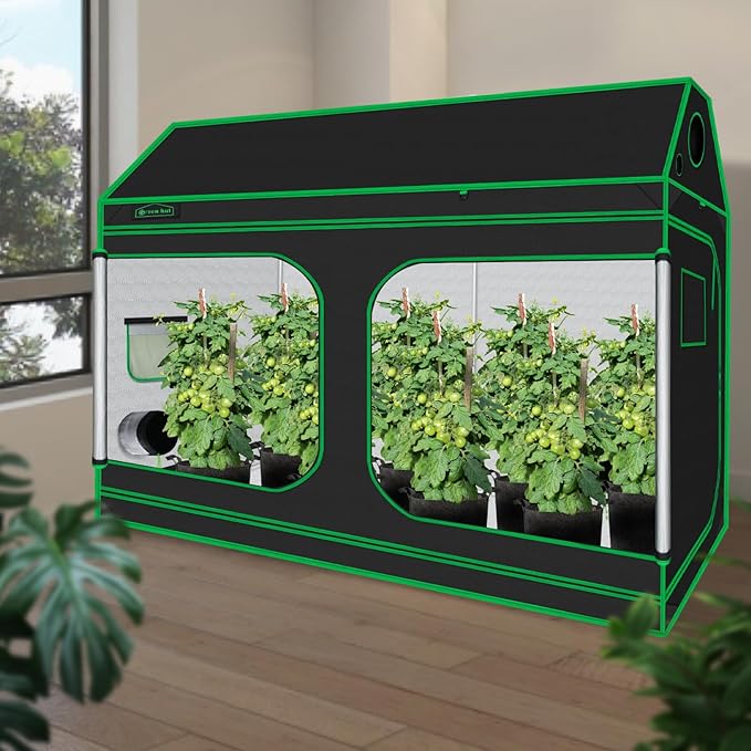 96"x48"x72" Roof Cube Grow Tent Plant Grow Tent, Indoor Growing Tent with Observation Windows, Lightproof Roof Cube Tent with Floor Tray, Mylar Hydroponic Tent for Plant Growth