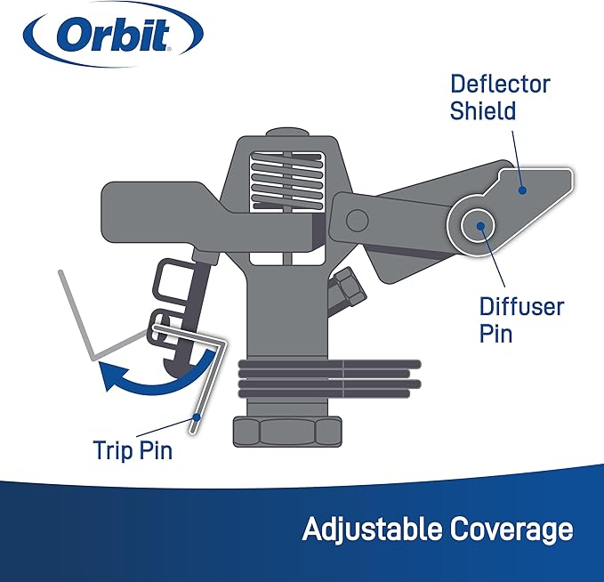 Orbit 1/2 -inch Heavy-Duty Brass Impact Sprinkler on Adjustable 22 - 48-inch Metal Tripod Base