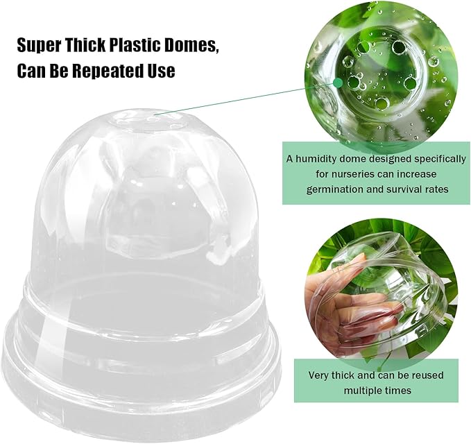 Transparent Nursery Pots 3.5Inch with Humidity Domes for Seeds Starting, Clear Plastic Plant Pots with Drainage Holes (3.54Inch, 40Pcs,Clear Pots with Lids)