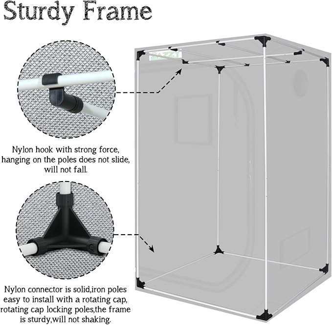 zazzy Grow Tent, 48"x48"x78" Growing Tents for Indoor Plant 600D Mylar Hydroponic Grow Tent High Reflective Growing Tent Room for Indoor Plant Fruit Flower Veg