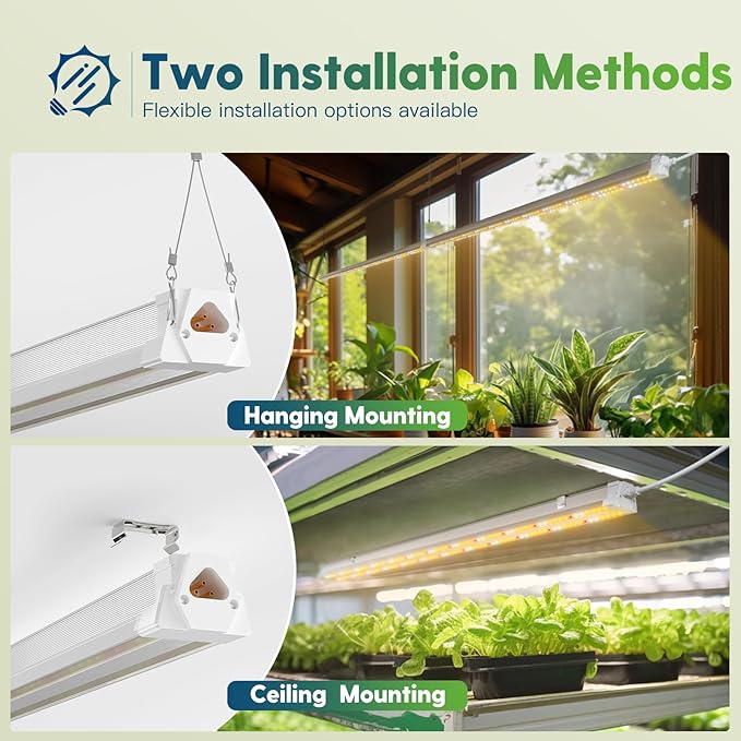 FREELICHT 1 Pack 4FT LED Grow Light with Timer, 40W (250W Equivalent), Full Spectrum Grow Lights for Indoor Plants with 9/12/15H Timer, Linkable Plant Growing Lamp for Hydroponic Plants Seeding Veg