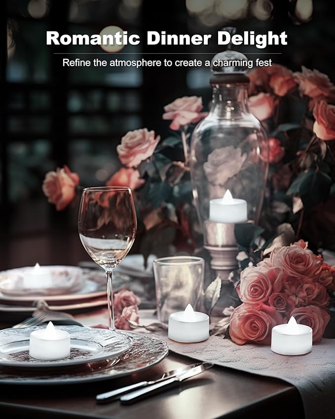BEICHI Flameless Candles, 24Pack Battery Operated Candles, LED Tea Lights Candles Battery Operated, Flickering Fake Candles for Wedding Halloween Christmas Diwali- Pure White Light