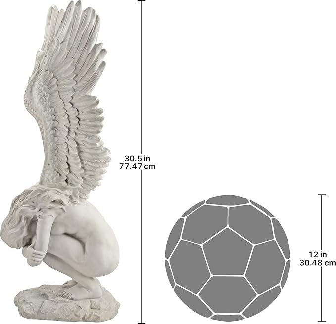 Design Toscano Remembrance and Redemption Angel Religious Indoor/Outdoor Garden Statue, Large 30 Inch Tall, Cast Stone Resin, Antique Stone Finish