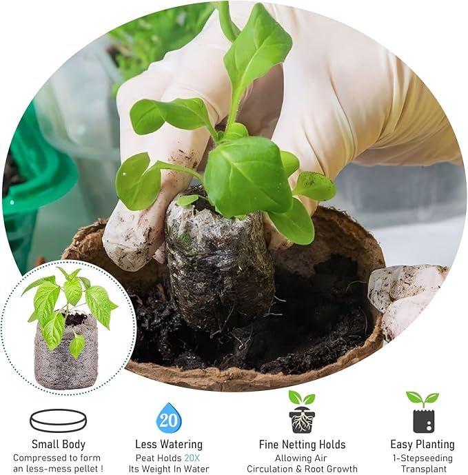 Legigo 200 Pcs 40mm Seed Starter Peat Pellets Pods for Seedlings- Compressed Seed Starting Pellets Seed Starter Pods Plugs Soil Peat Pods for Starting Seeds, Garden Planting Herb Flower Vegetables