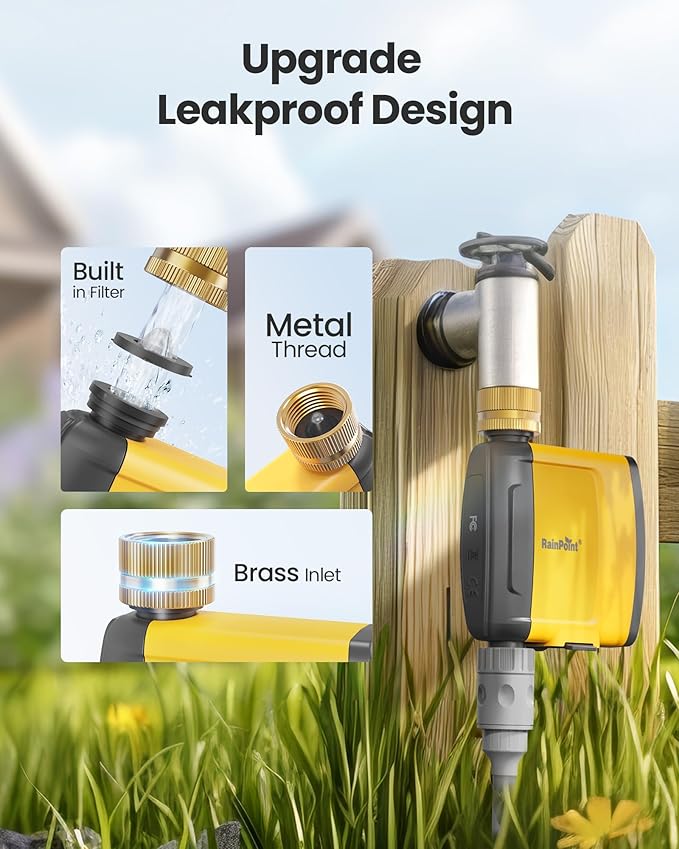 RAINPOINT WiFi Water Timer TTV103WRF Brass Inlet, Only WiFi Sprinkler Timer, No WiFi Hub, Must be Used with TWG004WRF WiFi hub