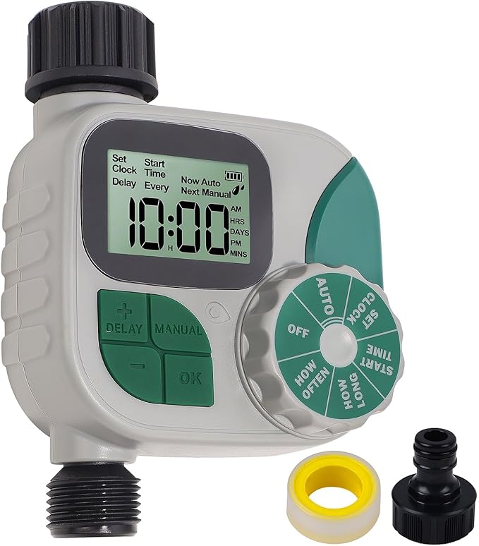 Biswing Watering Timer for Garden Hose, Outlet Hose Water Sprinkler Timers, Programmable Hose Timer with Digital Irrigation Timer System, Battery Operated for Outdoor Yard Lawn Garden Watering