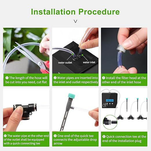 Indoor Plant Watering System, 10 Potting Automatic Watering Device, Programmable Water Timer, Self-Priming Pump, Drip Irrigation System Kit
