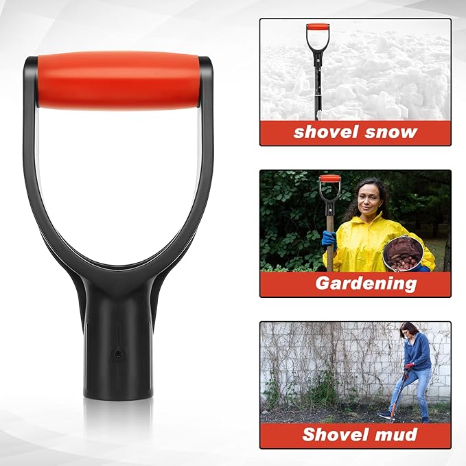 Kathfly 4 Pcs Shovel D Grip Handle 1-1/4" Inner Diameter 32mm Snow Shovel Handle Replacement Camp Scoop Grain Shovel Hand Protect Garden Raking Accessories Tools for Gardening Raking Digging
