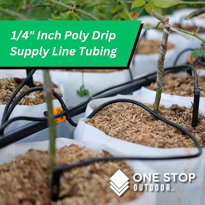 50' ft USA Made Premium 1/4-Inch Drip Irrigation Poly Supply Tubing, for Irrigation Drippers, Drip Emitters, and Drip Systems - Polyethylene (Works with Raindrip, Rainbird & More) (Brown 50')