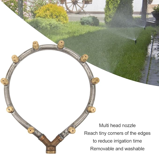 Multifunctional Annular Nozzle, G3/8 Female Thread Multi Head Ring Shaped Atomizing Nozzle, Rotating Nozzle for Garden Agricultural Irrigation(10 Heads Heart Shape)