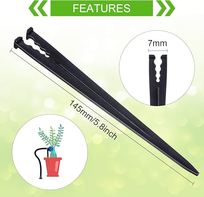Mudder 90 Pieces Plastic Irrigation Drip Stakes for 1/4 Inch Pipe Universal Drip Tubing Hold Stakes for Irrigation, Hose Support, Greenhouse, Garden, Vegetable Flower Beds Herbs Growing