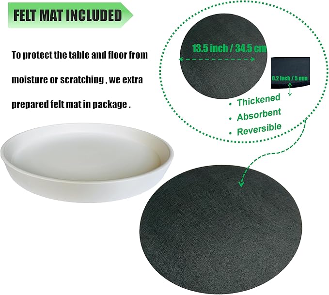 Plant Saucer White Ceramic Deep Pot Tray - 1 Pack 15 inch, Planter Saucers Water Drip Trays for Indoors Outdoor, Thick Durable Sturdy Flower Pot Saucers for Glazing Pots Base, More Sizes 3-15 inch