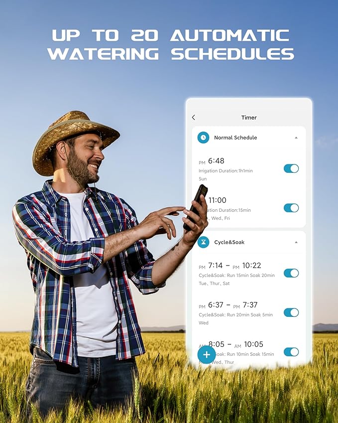 RAINPOINT WiFi Sprinkler Timer Water Timer, Brass Inlet Smart Hose Faucet Timer, Automatic Irrigation System Controller for Yard Watering, APP Control via 2.4Ghz WiFi and Bluetooth (V2, 2025 Release)