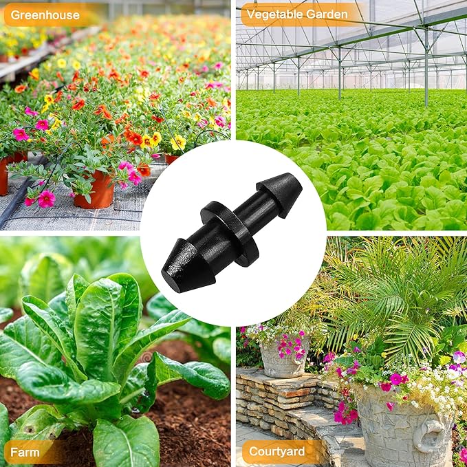 JAYEE 50 Pieces 1/4" Drip Tubing Fittings End Plug, 1/4 Inch Drip Irrigation Barbed End Closure for Home Garden Sprinkler Systems