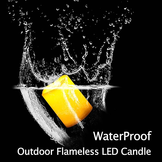 CANDLE CHOICE Waterproof Outdoor Battery Operated Flameless Candles with Remote Timer Plastic Flickering Fake Electric LED Pillars for Lantern Garden Wedding Christmas Decorations 3x4 Inches 2 PCS