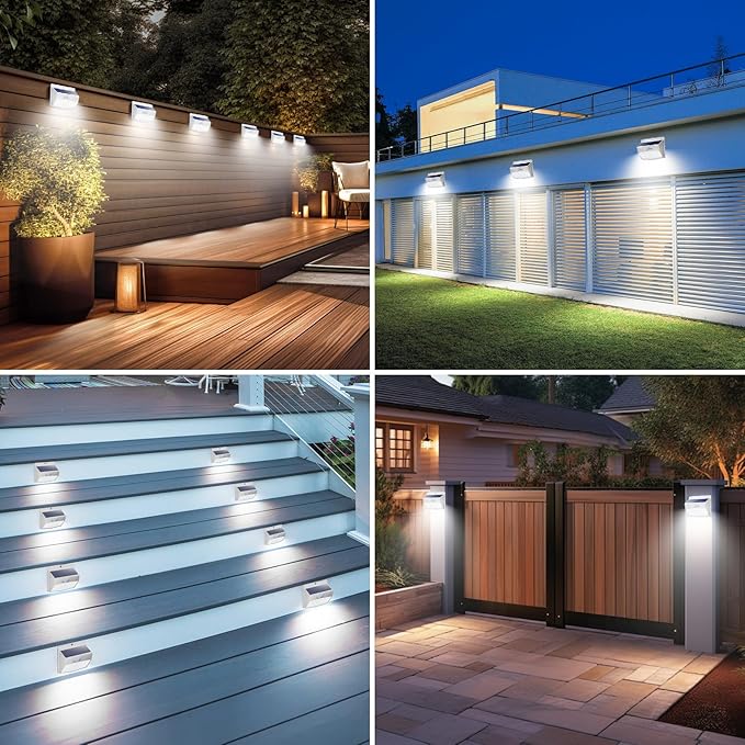 Peasur 16 Packs Solar Outdoor Lights Motion Sensor Solar Security Lights Waterproof with 3 Lighting Modes Solar Powered Wall Lights Outside for Garden Fence Yard Deck, White