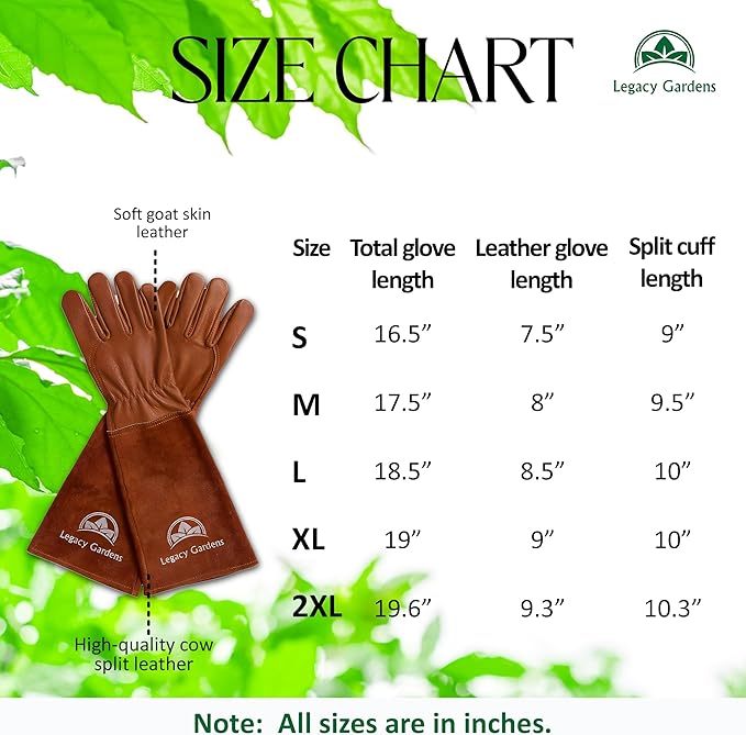 Thorn Resistant Leather Gardening Gloves for Men & Women – Long Gauntlet Rose Pruning Gloves with Forearm Protection for Pruning and Yard Work - Small Brown