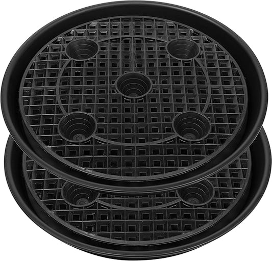 Plastic Plant Saucer Stand,2-Pack 18 19 inch, Elevated Plant Saucer Self-Watering Fabric Pot Base, Use Nonwoven Grow Bags, Plant Saucers Flower Pot Tray for Indoor-Outdoo and Grow Tents Greenhouses