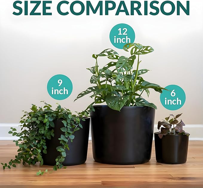 Willowy 9 Inch Black Ceramic Plant Pot - 9 Inch Plant Pot, Pot for Indoor Plants, 9 Inch Planter, Black Ceramic Pot, Tall Plant Pot, Modern Planter, Black Flower Pot, Black Ceramic Planter