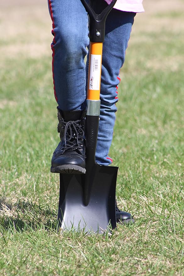 Ashman Short Handle Transfer Shovel (1 Pack) Kids Beach Shovel, Shovel for Digging 27-inch with Sturdy Blade, Small Garden Shovel, Kids Snow Shovel, Shovels for Gardening with D- Handle Gardening Tool