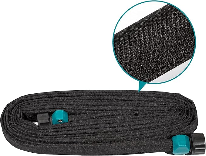 LINEX Flat Soaker Hose 150 ft for Garden Beds, 1/2'' x 75 ft 2 Pack Drip Irrigation Hoses Save Water 80% Heavy Duty for Vegetable
