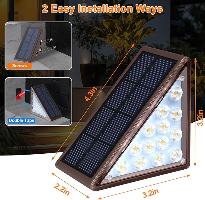 Solar Step Lights for Outside Waterproof IP67, Outdoor Stair Light 6 Pack, Solar Stair Lights Outdoor LED Outdoor Step Light Decor for Sidewalk, Deck, Front Door, Patio, Garden
