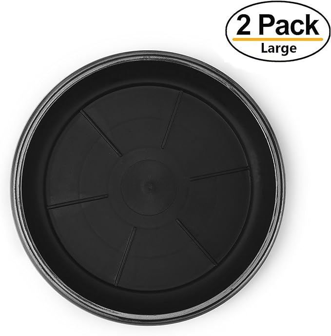 11" Decorative Heavy Duty Tray/Saucer (2 Pack) Rustic Medieval/French Country Look, Pot/Planter Base for Indoor/Outdoor Decor Use. Long Lasting, Reusable Light Weight (11 inches, Silver)