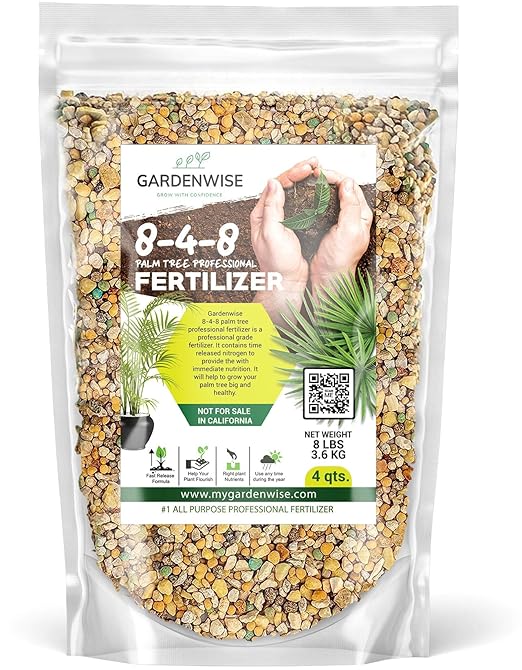 8-4-8 Professional Palm Tree Fertilizer Plant Food; for Indoor Potted Plants and Outdoor Landscape Palm Trees; Quick-Release Nitrogen Fertilizer and Continuous Feeding (4 QUARTS)