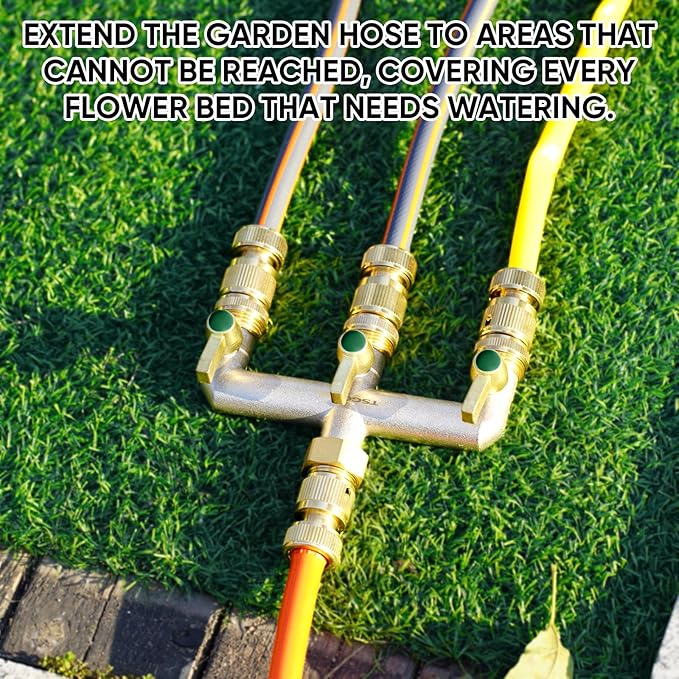 3/4-Inch Garden Hose splitter - Designed for installing multiple irrigation system timers - Suitable for high water pressure faucet manifolds - Freeze and rust resistant Full Flow 3-way valve