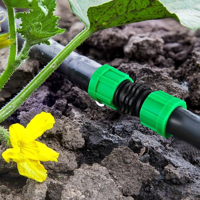 12 Pieces Drip Irrigation Coupling, 5/8 Inch Universal Connector Drip Tubing Fittings, Compatible with Most 16-17 mm Tubing or Sprinkler Systems(Green)