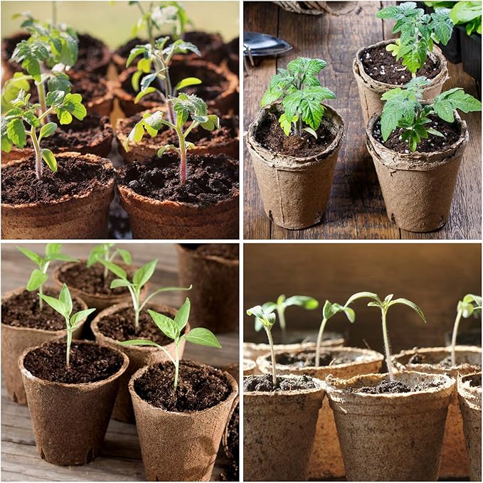 Homenote Peat Pots, 30 Pcs 4 Inch Seed Starting Pots with Drainage Holes Round Nursery Plants Pots with Bonus 20 Plant Labels