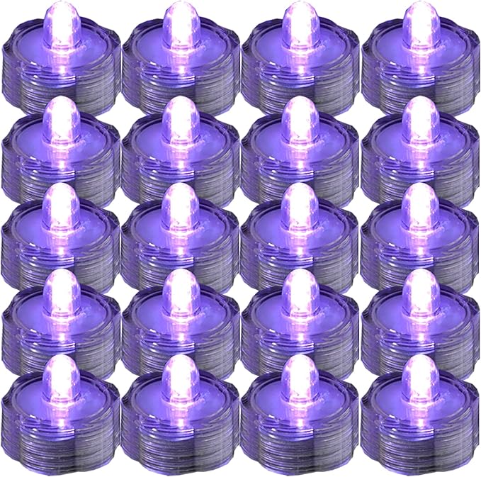 Super Bright LED Floral Tea Light Submersible Lights for Party Wedding (Purple, 60 Pack)