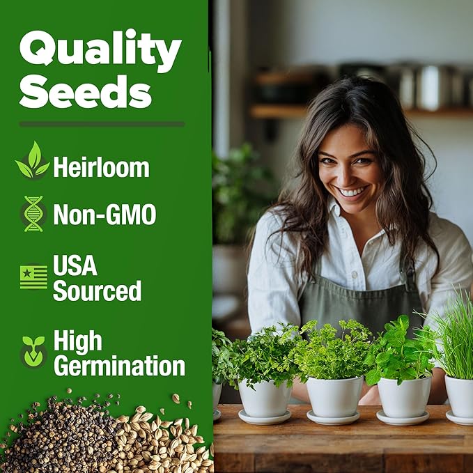 HOME GROWN Herb Gardening Starter Kit for Indoors - Unique Gift for Mom, Women, Her, Men - Complete 5 Herb Plant Grow Kit - Holiday Gift for Gardeners