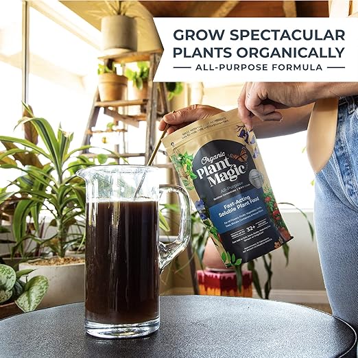 Organic Plant Magic - Truly Organic™ Fast-Acting Soluble Plant Food: All-Purpose Fertilizer Concentrate for All Flower Vegetable Herb Fruit Tree Shrub Container Garden & House Plants [One 1 lb Bag]
