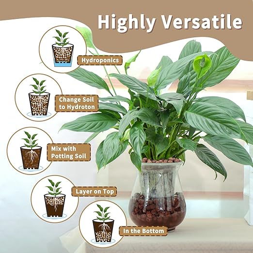 12LB Leca Balls for Indoor Plants, Expanded Clay Pebbles for Plants, Orchid Potting Mix, Soil Amendment, Drainage, Easy Reusability, 4-16mm