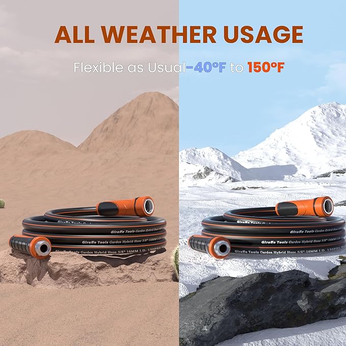 Giraffe Tools Garden Leader Hose 15ft x 5/8", Short Water Hose Heavy Duty, Flexible, Lightweight Hybrid Hose with Swivel Handle, Male to Female Fittings, Burst 600 PSI
