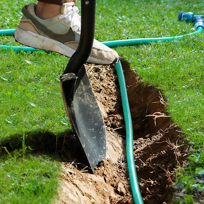 Shovel for Digging, 56 Inches Heavy Duty Shovel for Gardening, Round Shovel for Digging with Fiberglass Handle (Green)