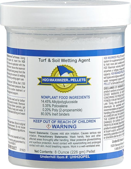 Underhill UHH20PEL H20 Maximizer Ultra Holding Wetting Agent Pellets Soil Surfactant for Lawn, Garden, Turf Grass, Golf Greens, 1 Tablet