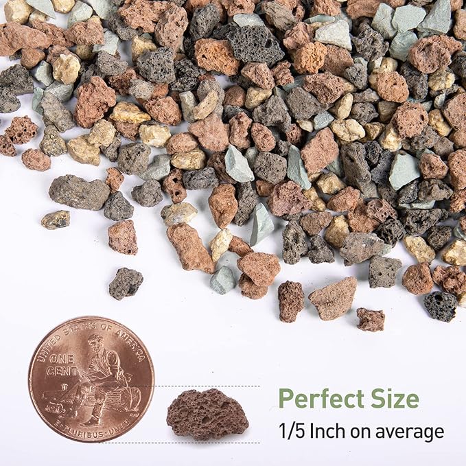 GASPRO 5lbs Lava Rocks for Plants, 1/5 Inch Pea Gravel for Succulent, Pots Indoor, Terrarium, Cactus, Bamboo, Bonsai Tree, Top-Dressing, Mixed Color Volcanic Rocks, Good Drainage