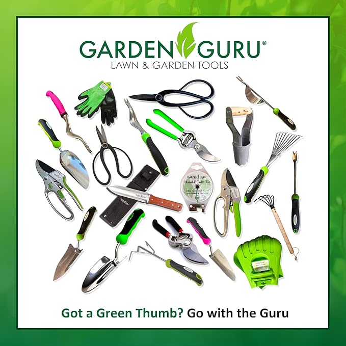Garden Guru Garden Tool Set 6pc Hand Trowel Transplanter Weeder Fork Rake Cultivator – Heavy Duty Stainless Steel - Ergonomic Comfort Grip Handle – Perfect Gardening Tool Kit Gifts for Women and Men