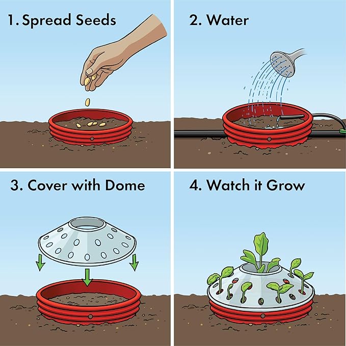 Kids Outdoor Watermelon Garden Kit - Complete Kit for Growing Your Own Watermelons from Seeds with Grow Rings and Greenhouse Germination Domes, Non-GMO Seeds, BPA-Free