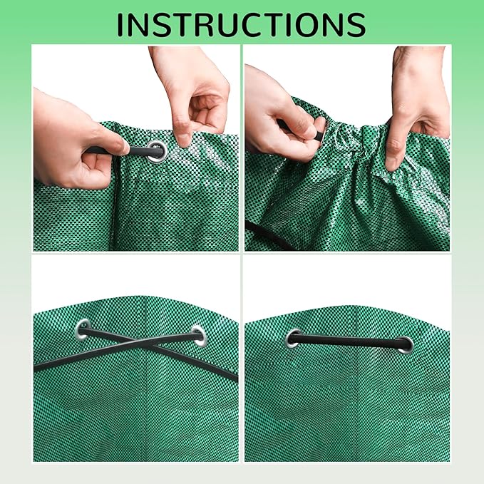 Leaf Collector Bag with Lid, Shoulder Strap, and Drawstring – Reusable Yard Garden Bag for Leaves and Lawn Trash, Perfect for Leaf Removal, Yard Clean-Up (With lid, 32 Gallon)